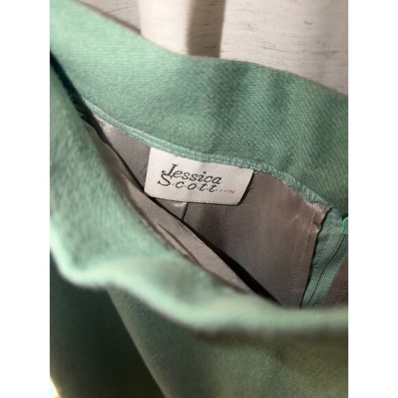 Vintage Wool Pencil Skirt Mint Green Robin’s Egg Blue Knee Length Lined Size M - Picture 4 of 9